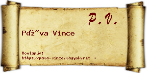 Páva Vince névjegykártya