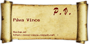 Páva Vince névjegykártya